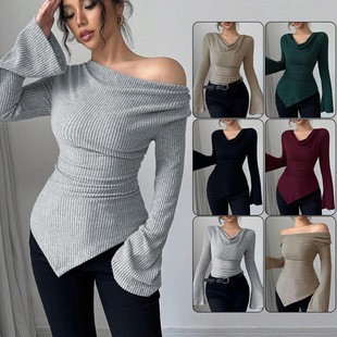 Blouse Off Shoulder - Blus Wanita Lengan Panjang Warna Polos