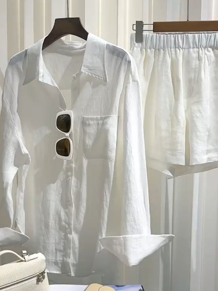 Linen Pant Wide - Setelan Baju Linen Wanita Musim Panas,