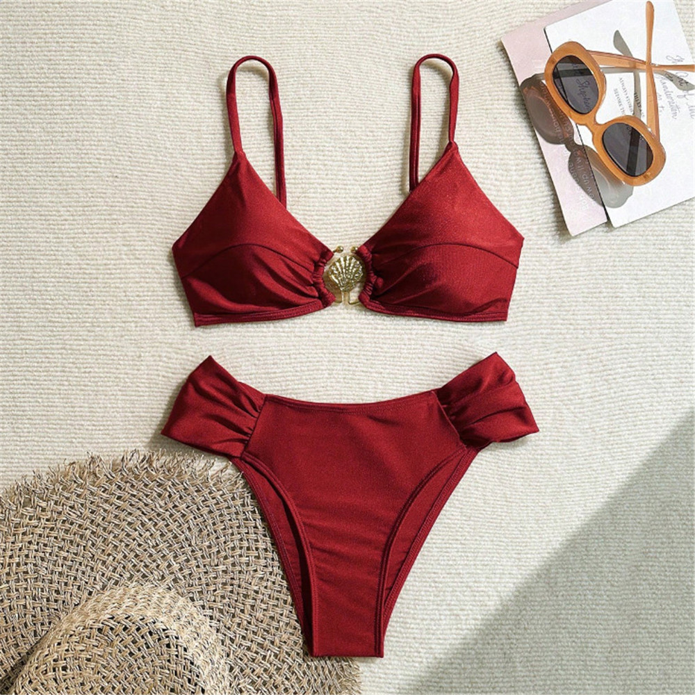 Swimsuit Bikini Ruched - Baju Renang Wanita Model Cincin Logam