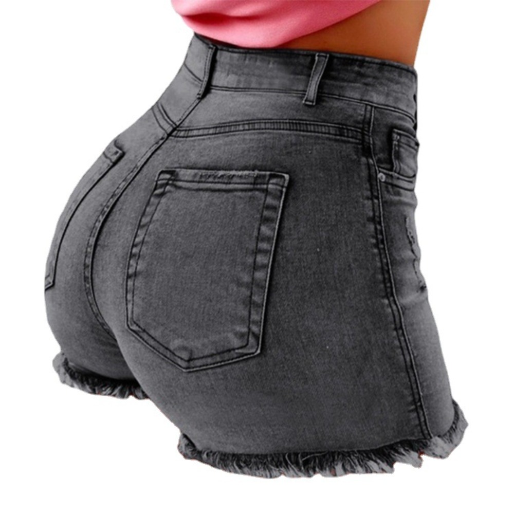 Celana Pendek Denim Wanita Hig - Shorts Denim Frayed ulasan dan harga