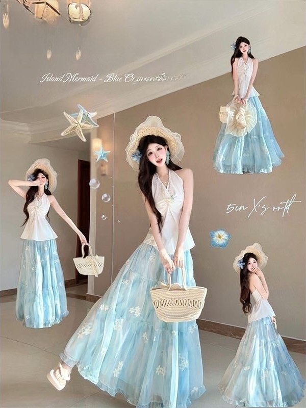 Set Dua Potong Motif Bunga Pan - Midi Skirt Floral ulasan dan harga