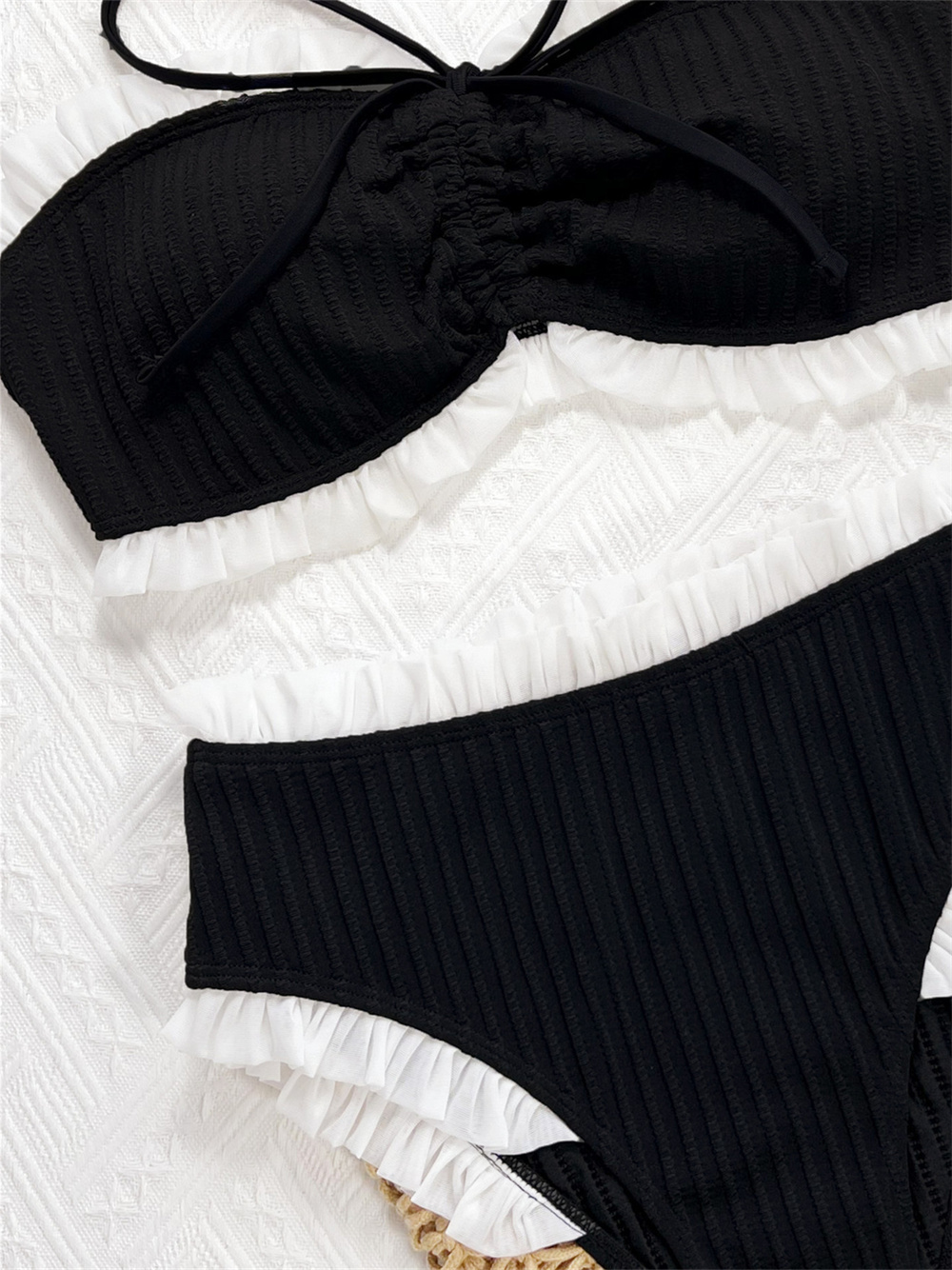 Baju Renang Bandeau Hitam Seks - Swimsuit Bikini Ruched ulasan dan harga