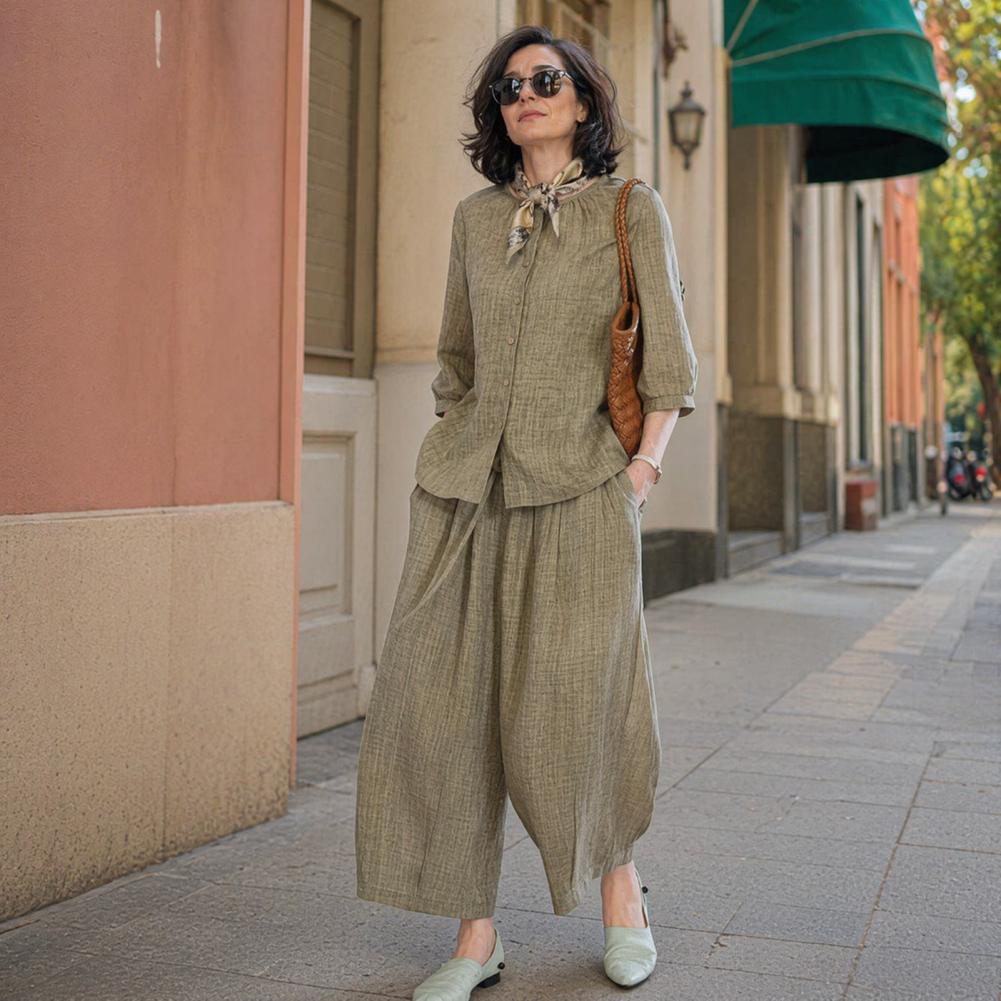 Setelan Kasual Wanita Ukuran B - Linen Pant Wide ulasan dan harga