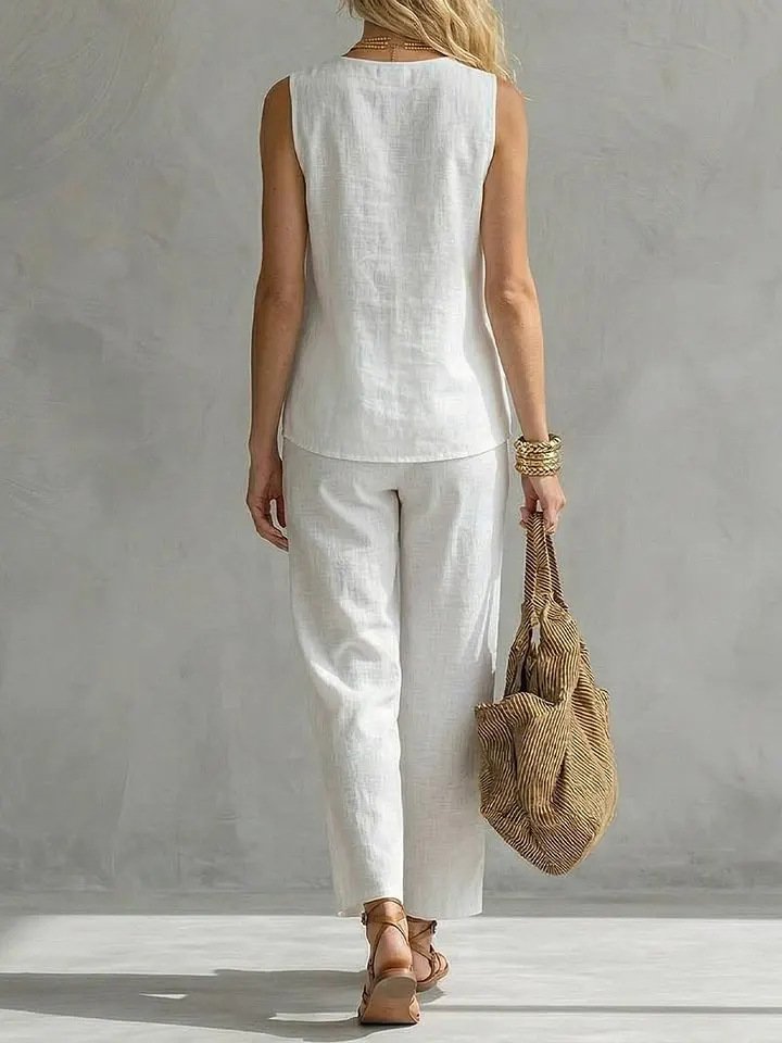 Setelan Linen 2 Potong Tanpa L - Linen Pant Wide ulasan dan harga