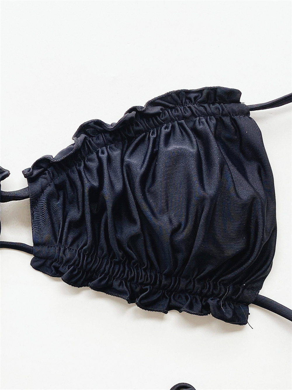 Bikini Hitam Seksi Model Strin - Swimsuit Bikini Ruched ulasan dan harga