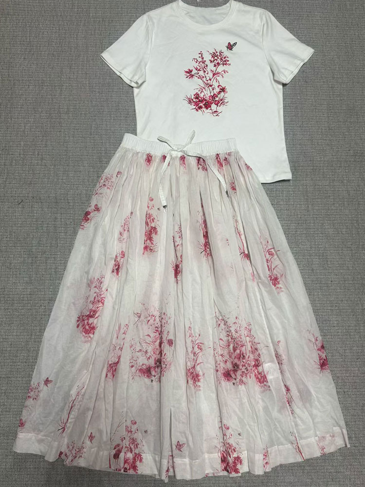 Set Musim Panas Wanita Terbaru - Midi Skirt Floral ulasan dan harga