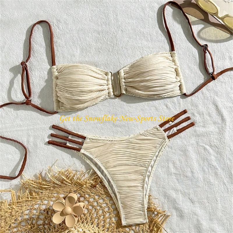 E56D Ruched Bandeau Baju Renan - Swimsuit Bikini Ruched ulasan dan harga