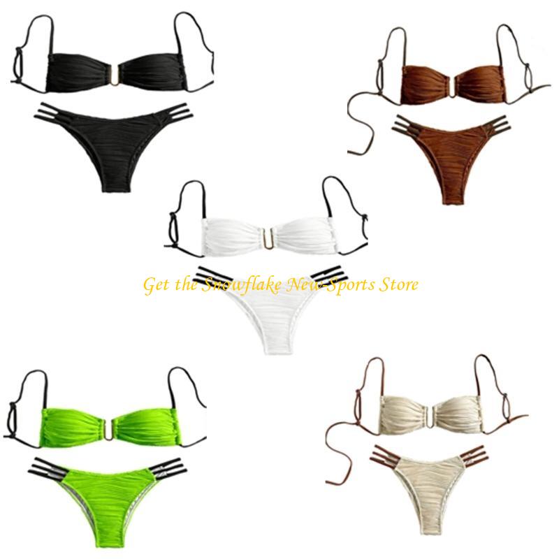 E56D Ruched Bandeau Baju Renan - Swimsuit Bikini Ruched ulasan dan harga