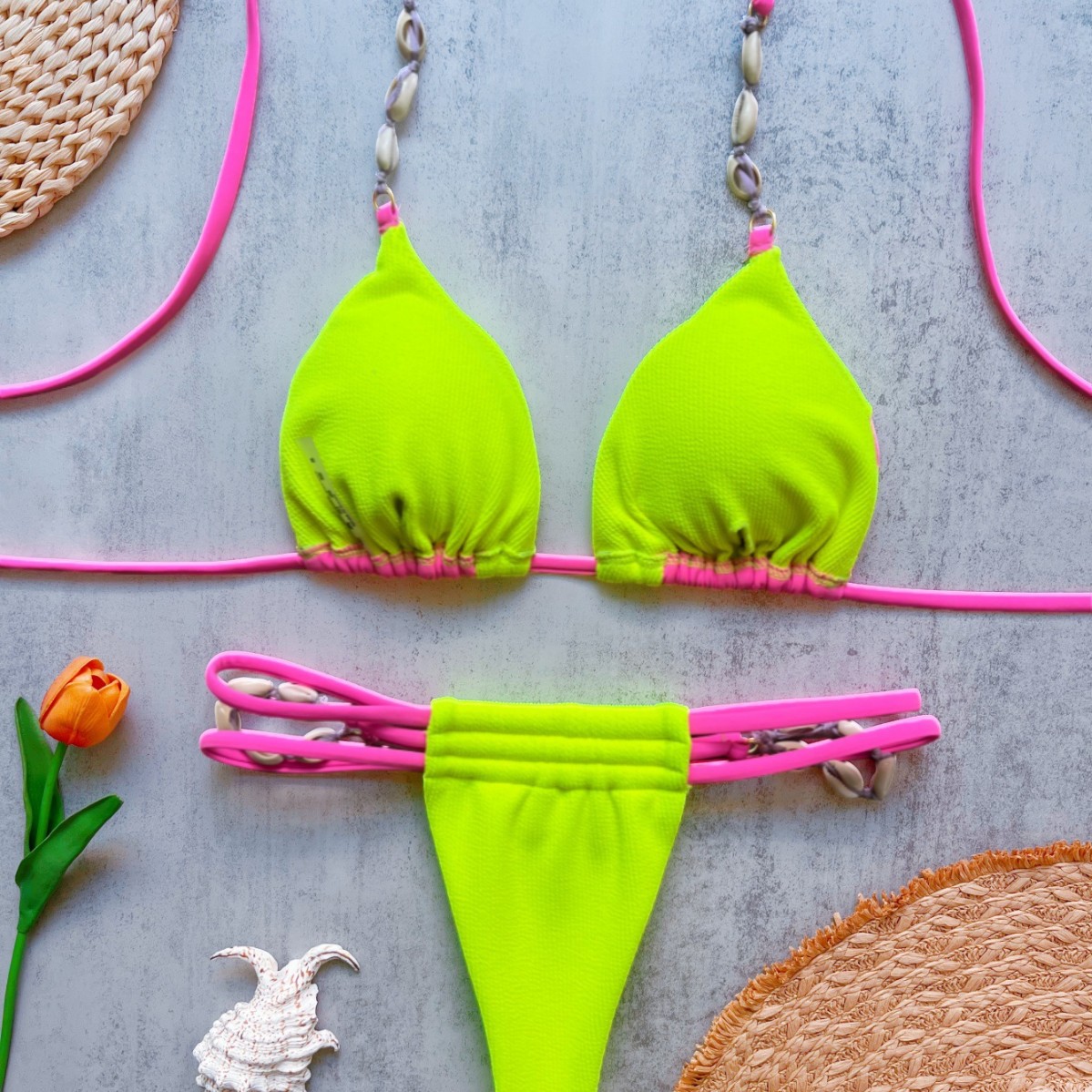 Set Bikini Halter 2-Potong Wan - Swimsuit Bikini Ruched ulasan dan harga