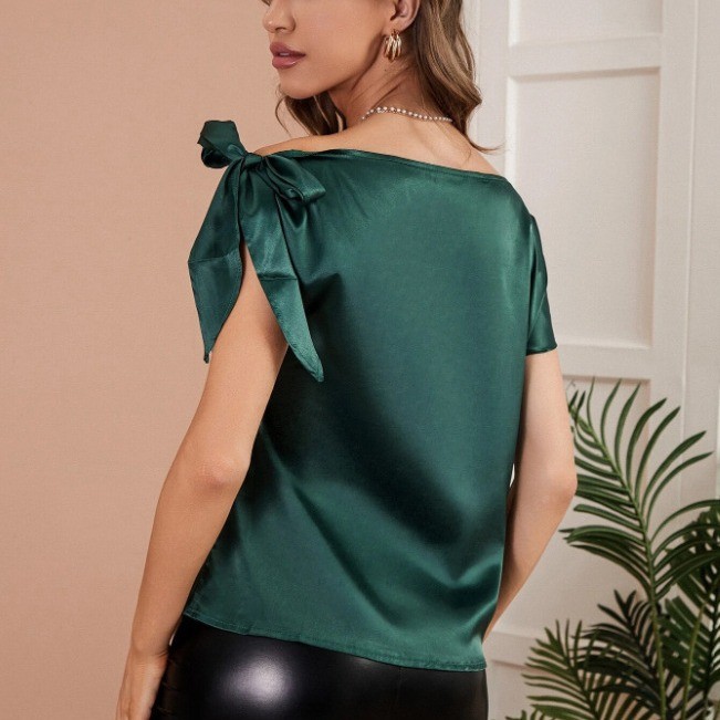 Blus Satin Wanita Tanpa Lengan - Blouse Off Shoulder ulasan dan harga